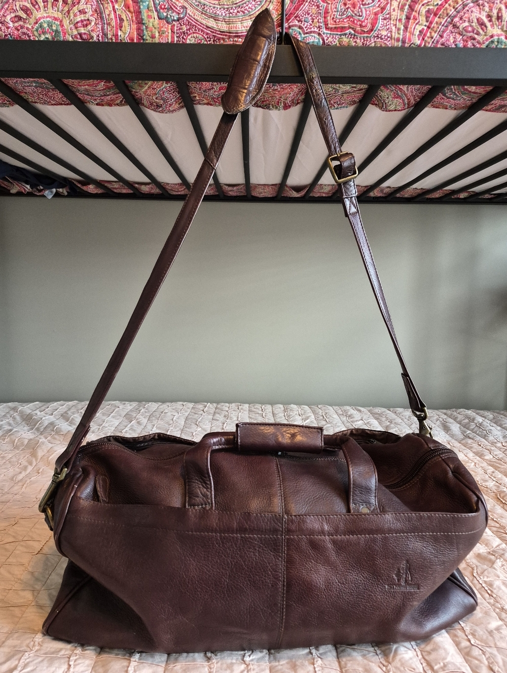 The J Peterman Company Vintage Genuine Leather Weekender Duffel Bag